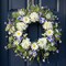 22-Inch Spring Wreath for Front Door – Sunflowers, White Hydrangeas & Blue Phalaenopsis Orchids, Farmhouse Floral Wreath for Window, Wall, Porch Decor